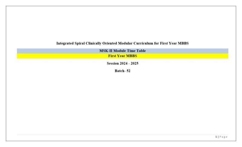 MSK-II Module Timetable 2025 1st Year MBBS.pdf