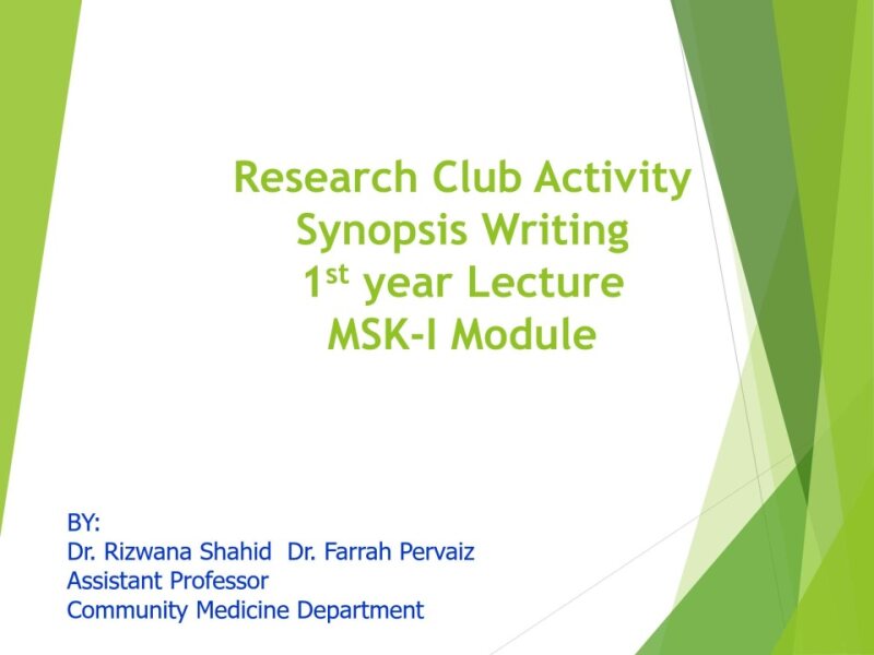 SYNOPSIS WRITING, 1st YR LECTURE.ppt