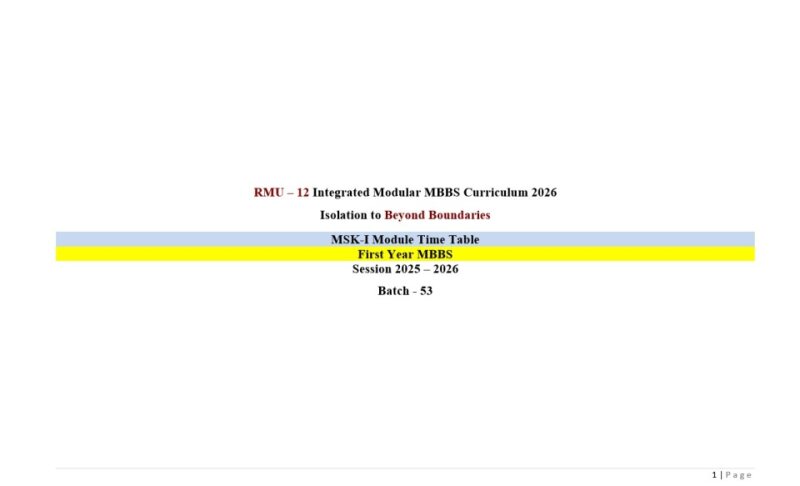 Timetable for MSK-I Module First Year MBBS (Batch 53) 2026.pdf