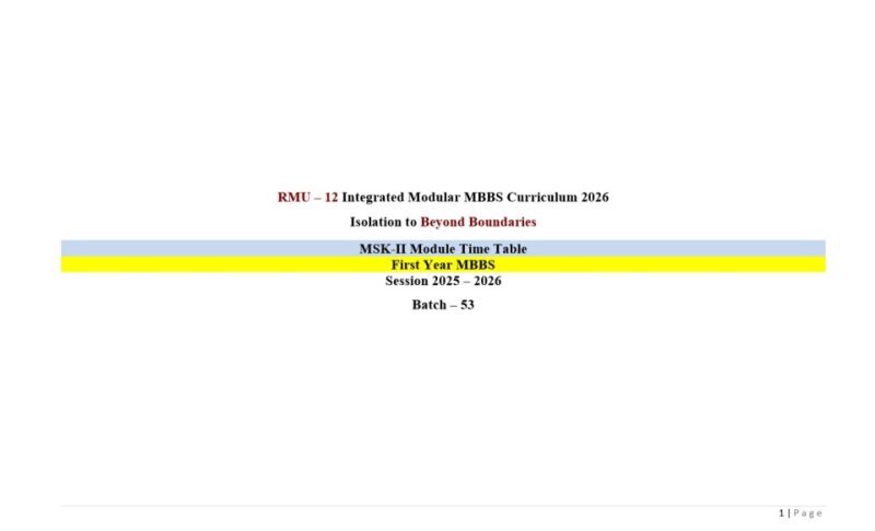Updated Timetable for MSK-II Module  2026 First Year MBBS (Batch 53).pdf
