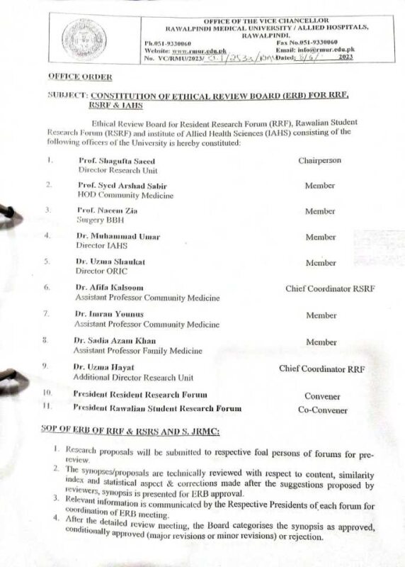 Constutution of Ethical Review Board (ERB) for RRF, RSRF & JAHS.jfif