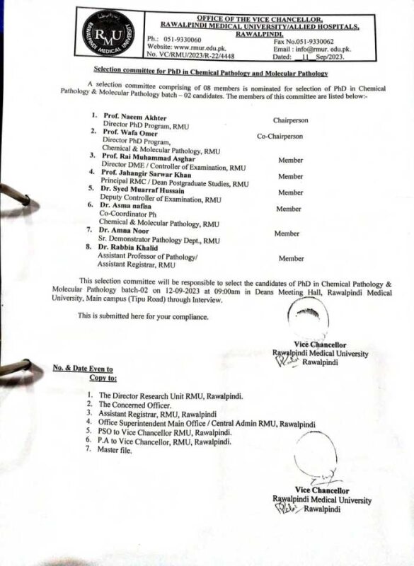 Selection Committee for PHD in Chemical Pathology and Molecular pathology.jfif