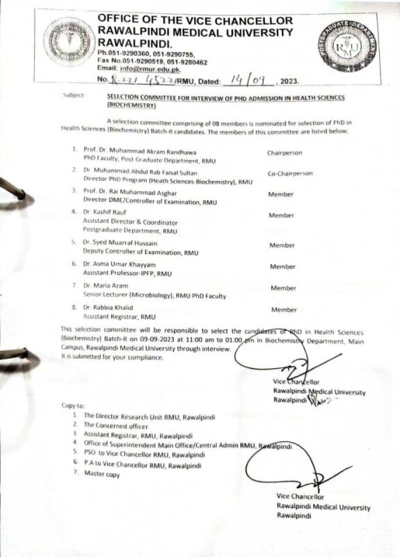 Selectin Committee for Interview of PHD Admission in Health Sciences Biochmeistry.jfif