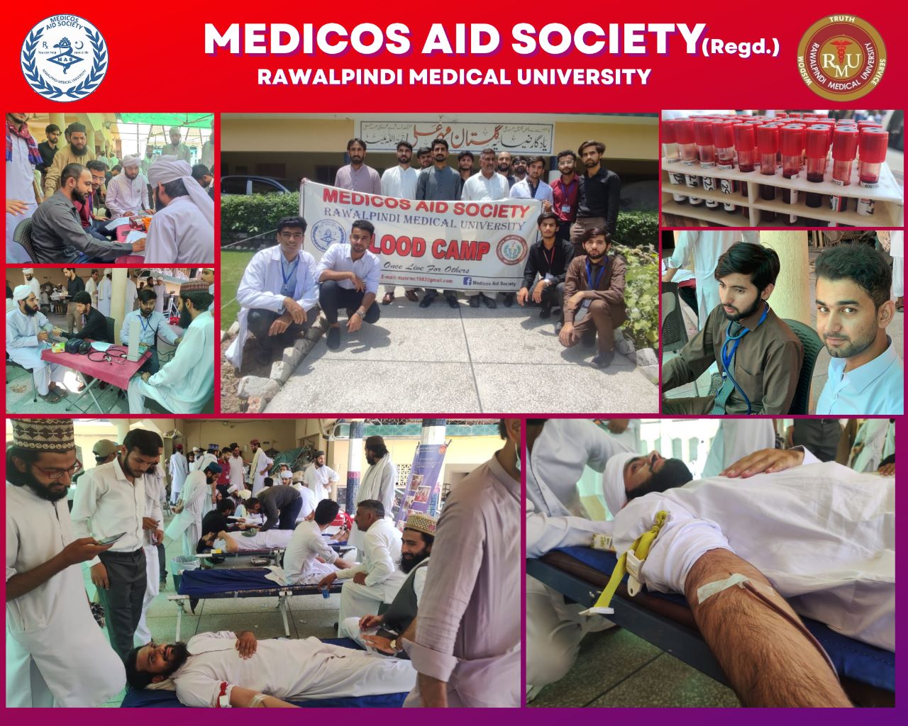 A blood camp at Jamia Rizvia Zia-Ul-Uloom, Rawalpindi on 10th June, 2023 and collected 60 blood bags for Thalassemic patients