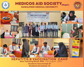 Medicos Aid Society has organized a vaccination & screening camp against Hepatitis B on Monday, 5th August, 2024 at New Teaching Block, RMU and vaccinated 87 students and screened 15 students successfully