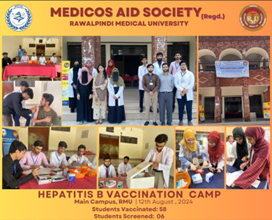 Medicos Aid Society has organized a vaccination & screening camp against Hepatitis B on Monday, 12th August, 2024 at Main Campus, RMU and vaccinated 58 students and screened 06 students successfully