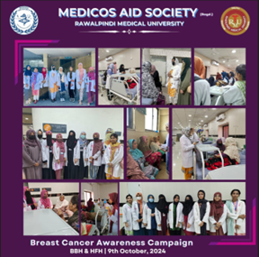 On October 9th, 2024, Medicos Aid Society held a Breast Cancer Awareness Campaign at Holy Family and Benazir Bhutto Hospital Rawalpindi, educating women about the myths and emphasizing how early detection can be life-saving