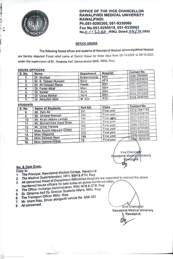 deputation for flood